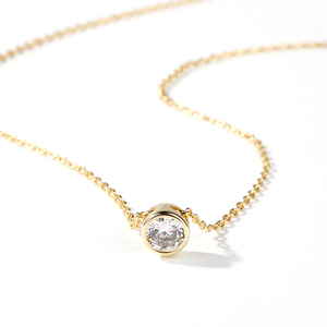 Collier pendentif Jeulia tendance en zircon taille ronde en argent sterling plaqué or rose - Product Image 4