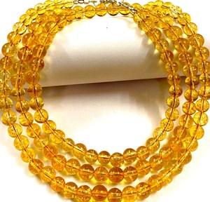 Collar Mala de Cuentas de Citrino Natural Amarillo, Joyería Cruda para Mujer, Certificado IGI, Piedra Redonda de 20 Quilates - Product Image 4