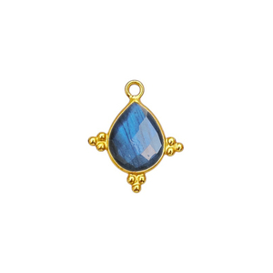 Dijes de Labradorita con Bisel de Lujo, Plata de Ley Chapada en Oro, Hechos a Mano, Conectores para Fabricación de Joyería - Product Image 1
