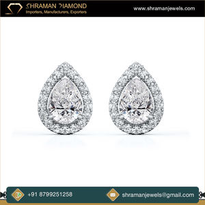 Boucles d'oreilles Halo Moissanite en or 14 carats coupe poire 2.6 CTS D VVS IGL certifié bijoux d'anniversaire de mariage pour femmes plaqué rhodium - Product Image 4