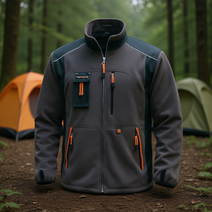 Veste en polaire TERRATREND gris foncé/noir/orange pour le camping en plein air et l'utilisation avec des meubles - Product Image 3