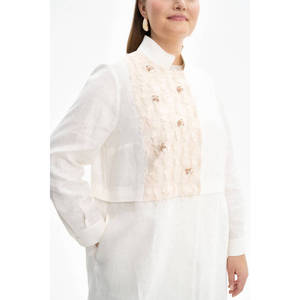 ผ้าลินินทอ 100% ขอบสีเอครู ระบายอากาศได้ดี สีพื้น - Product Image 5