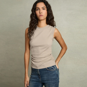 Camiseta de Tirantes de Punto Acordonada con Cuello Redondo para Mujer, Talla Grande, Verano, Ecológica, Transpirable, de Secado Rápido, Informal, para Hacer Ejercicio, Ropa de Calle - Product Image 1