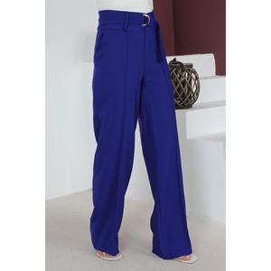 Pantalon décontracté slim pour femme avec ceinture, respirant, coupe crayon, taille élastique basse/moyenne, délavé coloré, effet froissé pour l'automne - Product Image 2