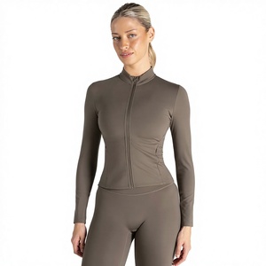 High Quality Women Yoga Set Solid Breathable Zipper <b>Jacket</b> With Legging <b>Workout</b> Full Length 2 Piece High Stretch Yoga Suit - Product Image 1