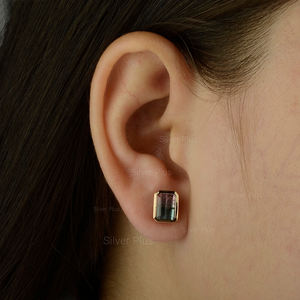 ต่างหูเพชรทัวร์มาลีนแตงโมสีทอง18K มาใหม่สำหรับงานหมั้นงานแต่งงานงานปาร์ตี้ผลิตใน10K/14K - Product Image 5