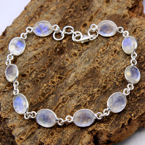 ทำด้วยมือ925ทึบสเตอร์ลิงเงินสีรุ้งมูนสโตนประดับด้วยลูกปัดสร้อยข้อมือคลาสสิกของขวัญวันครบรอบที่กำลังมาแรงสำหรับปาร์ตี้ - Product Image 3