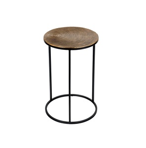 Muebles de alta calidad, mesa auxiliar de metal con tres patas, diseño único, mesa redonda de metal con acabado dorado - Product Image 2