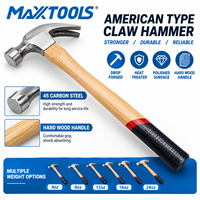 Marteau à griffes de type américain industriel en acier au carbone 45 forgé à froid avec manche en bois dur 4oz 8oz 12oz 16oz 20oz 24oz