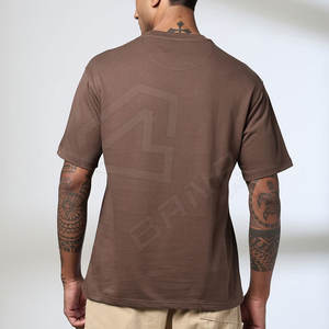 Precio al por mayor OEM ligero 100% algodón de gran tamaño nueva moda cuello redondo hombro caído hombres camisetas diseño en blanco - Product Image 4