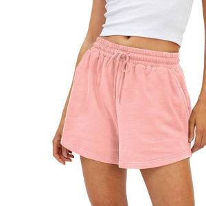 Pantalones Cortos Deportivos de Verano para Mujer, de Felpa Francesa, con Cordón, Bolsillos, Algodón, Casuales, para Descansar, con ODM OEM - Product Image 1