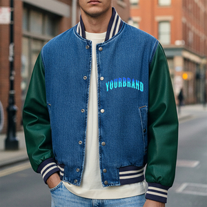 Custom Made Streetwear <b>Denim</b> Body College Baseball Varsity <b>Jacket</b> for Man Winter Wear Heavyweight Fashionable Hip Hop <b>Jacket</b> - Product Image 1