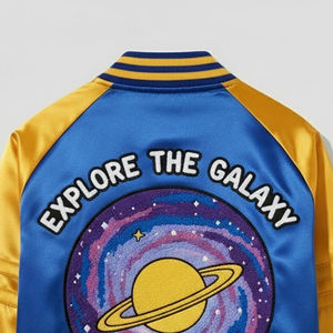 แจ็กเก็ตผ้าซาตินสำหรับผู้ชายแจ็คเก็ตผ้าซาตินปักลายโลโก้ผ้ากำมะหยี่ออกแบบได้ตามต้องการ - Product Image 5