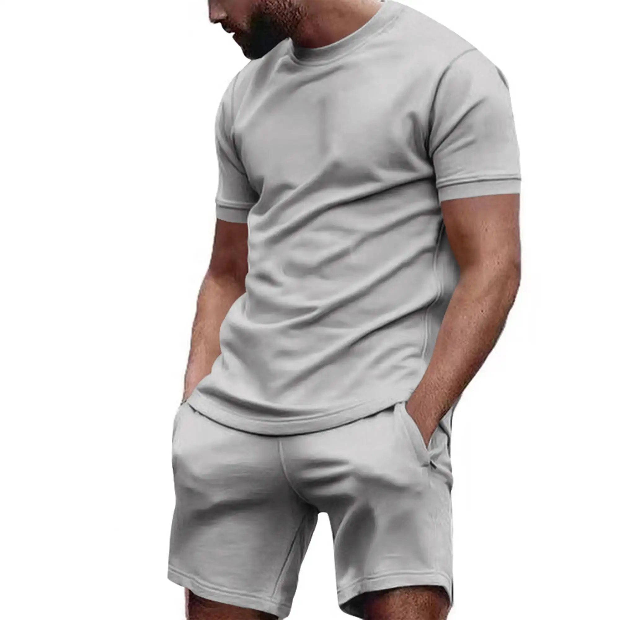 サマートレーニング & ジョギングウェア服メンズ半袖Tシャツショーツセット2ピースショーツ通気性のある男性ジョガートラックスーツ販売