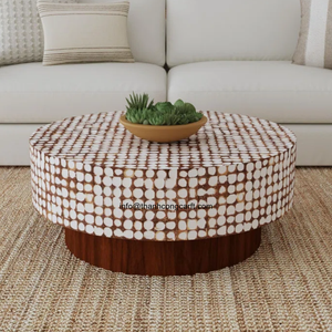 MESA con incrustaciones de cáscara de coco de alta calidad, acento de muebles naturales para hogares modernos con entrega rápida OEM, fábrica de Vietnam - Product Image 1