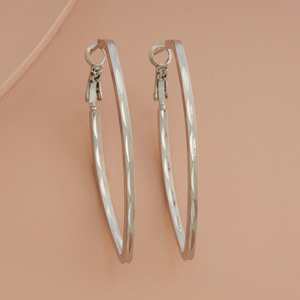 Boucles d'oreilles créoles tendance en or 14K, or rose 18K avec placage rhodium, motif géométrique religieux orné de diamants, zircons et perles - Product Image 1
