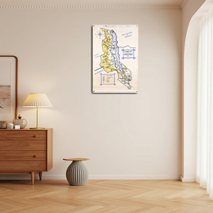 Günstiger Preis Maßgefertigtes UV-Druck Traditionelles Mode-Metallschild Büro Heim Wandkunst Karte Malawi Vintage Metallplakette - Product Image 2