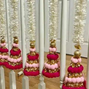 手工人造茉莉花串带流苏装饰印度婚礼装饰花环圣诞装饰花环