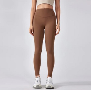 Para mallas de Yoga de cintura alta sólidas transpirables para mujer cintura elástica Nylon Spandex Material gimnasio Fitness pantalones de entrenamiento - Product Image 3