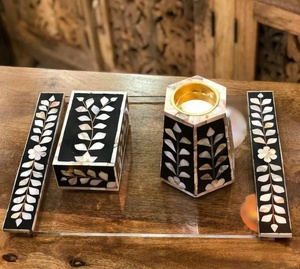 Ensemble de brûleur Bakhoor incrusté de nacre de luxe avec plateau décoratif en acrylique diffuseur d'aromathérapie de parfum de maison pour les cadeaux - Product Image 1