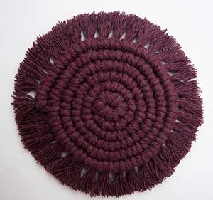 Eco Friendly Nordic style macrame coaster with gentle curves and soft cotton texture great for <b>mugs</b> or candle decor styling - Product Image 1