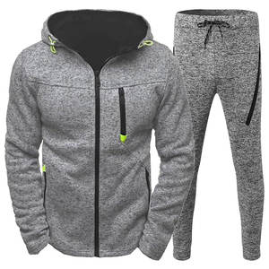 Mens Muscle Fit Gym Streetwear Sudadera con capucha Conjunto Personalizable 320 GSM Cepillado Fleece Zip Chándal Tela flexible OEM - Product Image 6