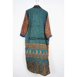 Al por mayor: Kimono de seda para mujer con patchwork, cuello en V, cierre con cordón, manga larga, suave, liso, transpirable y elegante. - Product Image 5