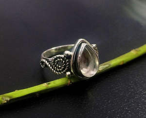 Personnalisable 925 Bague semi-montée en argent sterling véritable 7x9mm forme de poire Vintage Baho Design fait à la main cadre de bijoux vierge - Product Image 4