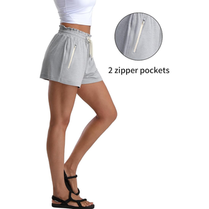 Pantalones cortos con cordón a medida para mujer a la moda con frente plisado Pantalones cortos atléticos de cintura alta activos para mujer - Product Image 3