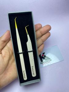 Ensemble de pinces à extensions de cils en acier inoxydable de qualité supérieure, anti-magnétiques, à pointe lisse, poignée confortable, 10 mm, pour la greffe de cils, Kaamir - Product Image 6