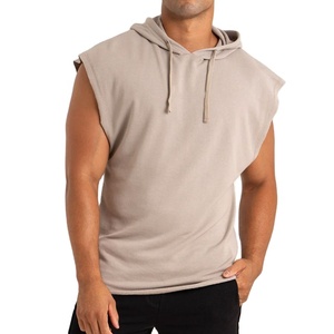 Camiseta sin mangas con capucha y cordón para hombre, nueva llegada, ropa de moda para exteriores, verano, corte regular, talla grande, tela de algodón, ligera - Product Image 4