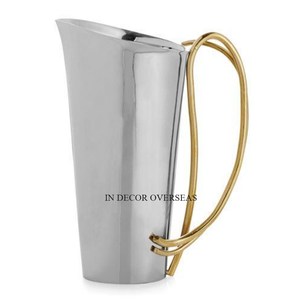 Pichet à bière et à vin de créateur élégant en verre clair à texture fantaisie unique et couvercle supérieur en métal et fournitures de bar de base - Product Image 3