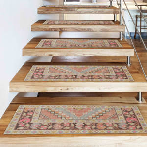 Tapis d'escalier, tapis imprimé au design Kilim avec des tons doux, Goblet - Product Image 3