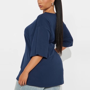 T-shirt unisexe en coton 100% respirant, à séchage rapide, écologique, de mode, en gros, taille plus, logo tricoté, décontracté, uni - Product Image 2