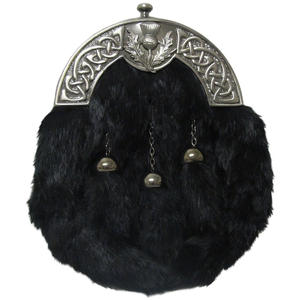 Sporran profesional de piel de conejo hecho en fábrica, bolsa Kilt de cuero de calidad Premium con cinturón de cadena, accesorio de vestido escocés - Product Image 1