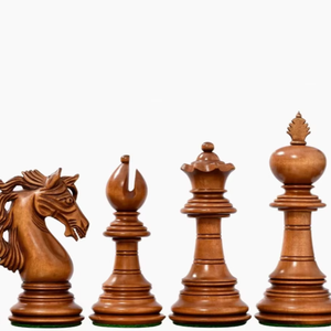 Pièces d'échecs de luxe de la série American Adios en bois de buis vieilli et en bois d'ébène, roi de 4,4 pouces à prix avantageux - Product Image 1