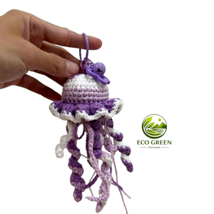 Mini Amigurumi Jellyfish Keychain Handmade Crochet Ocean Theme Pendant Cute Soft Yarn <b>Keyring</b> Bag <b>Charm</b> Gift Idea - Product Image 3