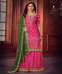 Bollywood Designer Exclusive Party Wear Salwar avec Sharara pour les femmes indiennes traditionnelles Dames Porter par Ethnicgarment Vêtement en gros - Product Image 5