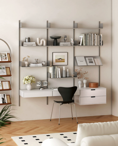 Prateleira de Parede em Aço Inoxidável com Divisória em Uma Peça <span class=keywords><strong>para</strong></span> Cantinho do Café, Expositor Quadrado Multi-camadas Moderno e Durável - Product Image 4