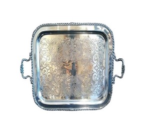 Bandeja de Latón con Diseños Elegantes para Servir Té, Estilo Moderno, Forma Personalizada, Recubrimiento en Polvo, Duradera - Product Image 1