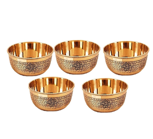 Fournisseur en gros de bols en laiton, vaisselle artisanale, 6 à 10 pièces, poli, écologique, design classique, cadeaux d'affaires, compatible lave-vaisselle - Product Image 4