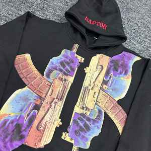 Sudadera con capucha y estampado de DTF con estampado pesado personalizado 500gsm ropa de calle de algodón sudaderas con capucha en blanco de gran tamaño para hombres con estampado de DTF - Product Image 5