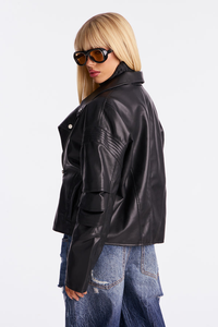 เสื้อแจ็คเก็ตมอเตอร์ไซค์หนังคุณภาพสูงแบบกระดุมแถวเดียวสำหรับผู้หญิง แจ็คเก็ตนักขี่มอเตอร์ไซค์แบบถัก ระบายอากาศได้ดี - Product Image 2