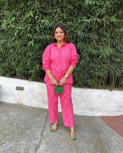 Diseñador Exclusivo Nuevo Algodón Pesado Bordado Aburrido Trabajo Verano Co-ord Set Diseñador Hermoso Color Rosa Con Alta Calidad - Product Image 2