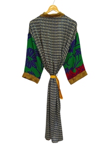 Vêtements pour femmes Taille libre Vêtements de plage Robe longue Robe de nuit Robe patchwork Robe de bain Kimono en soie Sari d'été pour femmes - Product Image 4