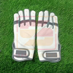 Gants de baseball unisexe professionnels en cuir de vachette de protection des mains de couleur blanche et grise pour la pratique du frappeur, nouvel arrivage - Product Image 1