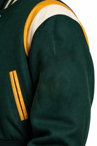 Blouson de baseball tendance pour homme, brodé de lettres, printemps-automne, vert et jaune, style universitaire, personnalisable - Product Image 3