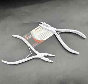 White Matte Stainless Steel Microbeads Raw Hair Extensions Tools Custom Logo Two Hole Applicator Hairs Extension <b>Pliers</b> - Product Image 5