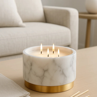 Portavelas Votivo de Mármol Natural Hecho a Mano con Base Dorada - Ecológico, Resistente al Calor y Duradero para Decoración del Hogar