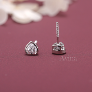 IGI Certified Lab Grown Diamond Heart Shape Stud <b>Earrings</b> 18K White / Yellow & Rose Gold Bezel Set Solitaire Diamond <b>Earrings</b> - Product Image 6